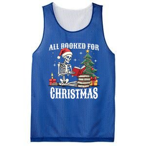 Skeleton Holiday Reading Funny All Booked For Christmas Funny Gift Mesh Reversible Basketball Jersey Tank