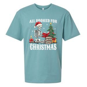 Skeleton Holiday Reading Funny All Booked For Christmas Funny Gift Sueded Cloud Jersey T-Shirt