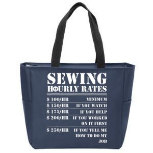 Sewing Hourly Rate Funny Sewer Labor Quilting Tailor Gifts Zip Tote Bag