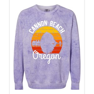 Sunset Haystack Rock Souvenir Cannon Beach Colorblast Crewneck Sweatshirt