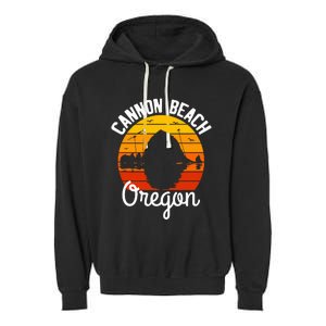 Sunset Haystack Rock Souvenir Cannon Beach Garment-Dyed Fleece Hoodie