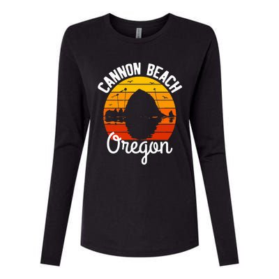 Sunset Haystack Rock Souvenir Cannon Beach Womens Cotton Relaxed Long Sleeve T-Shirt