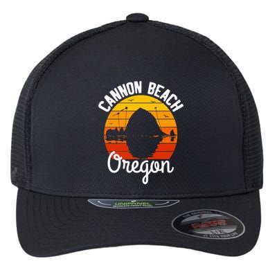 Sunset Haystack Rock Souvenir Cannon Beach Flexfit Unipanel Trucker Cap