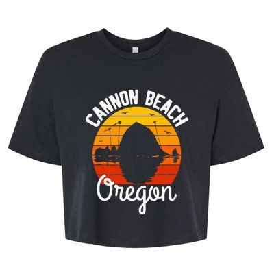 Sunset Haystack Rock Souvenir Cannon Beach Bella+Canvas Jersey Crop Tee