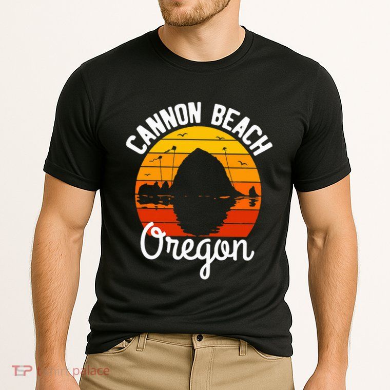 Sunset Haystack Rock Souvenir Cannon Beach Performance Shirt