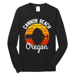 Sunset Haystack Rock Souvenir Cannon Beach Long Sleeve Shirt