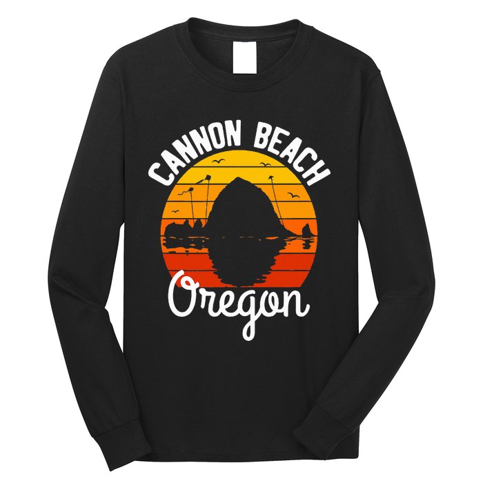 Sunset Haystack Rock Souvenir Cannon Beach Long Sleeve Shirt