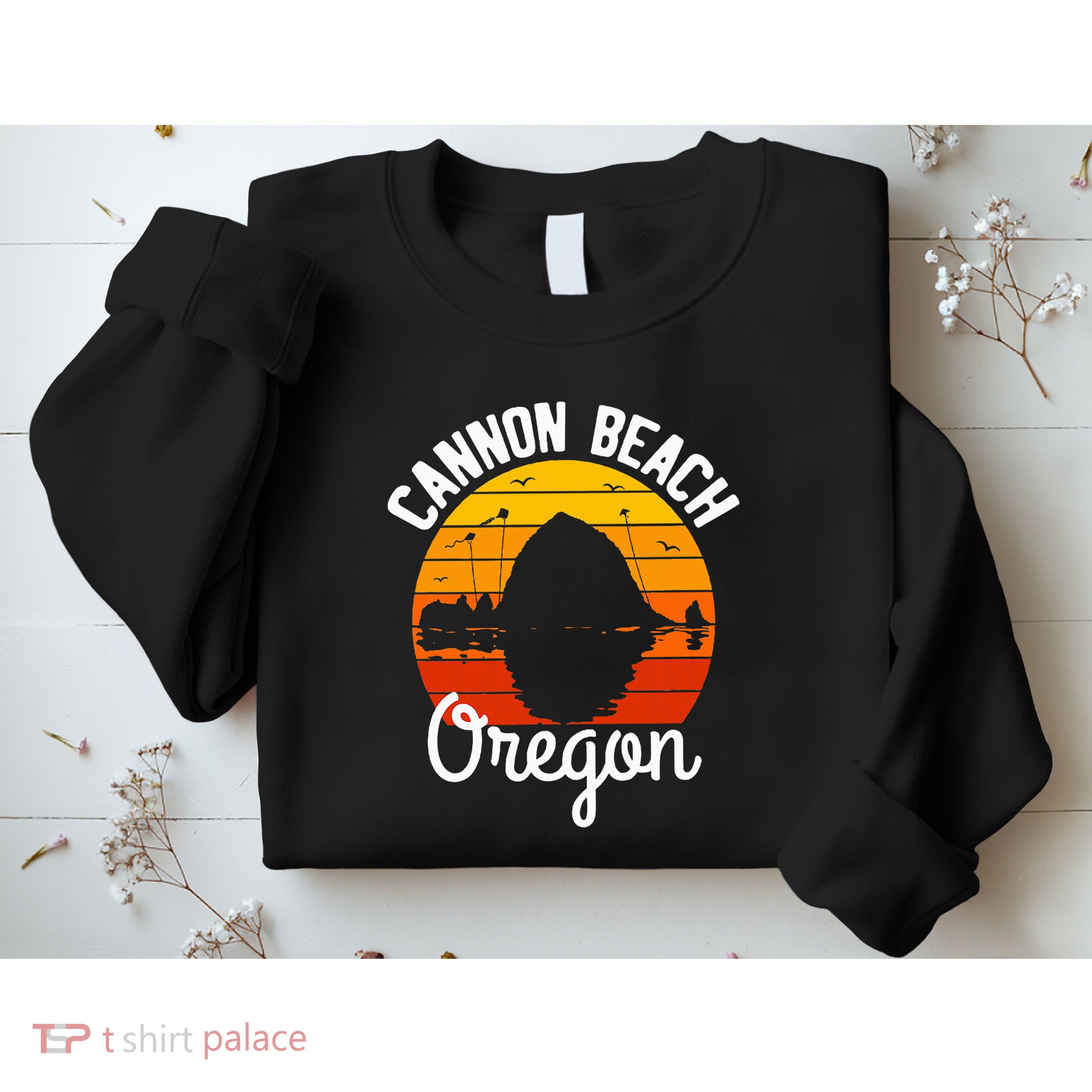 Sunset Haystack Rock Souvenir Cannon Beach Sweatshirt