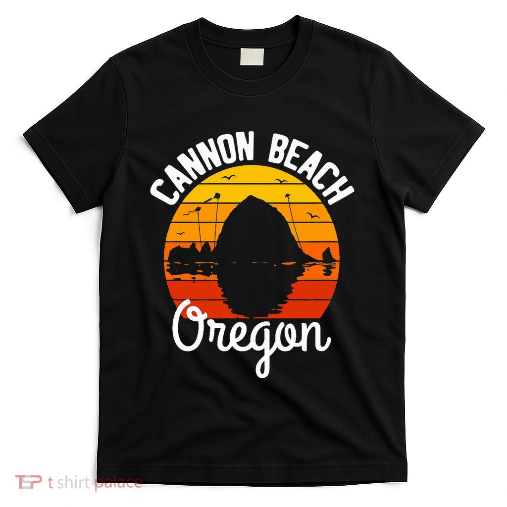 Sunset Haystack Rock Souvenir Cannon Beach T-Shirt