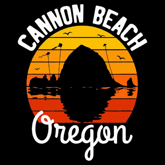 Sunset Haystack Rock Souvenir Cannon Beach Tall T-Shirt