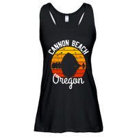 Sunset Haystack Rock Souvenir Cannon Beach Ladies Essential Flowy Tank