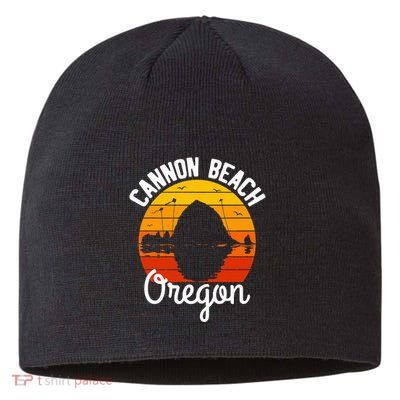 Sunset Haystack Rock Souvenir Cannon Beach Sustainable Beanie