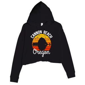 Sunset Haystack Rock Souvenir Cannon Beach Crop Fleece Hoodie