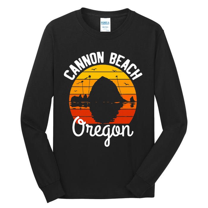 Sunset Haystack Rock Souvenir Cannon Beach Tall Long Sleeve T-Shirt