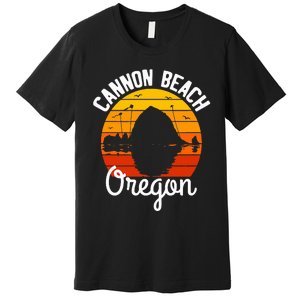 Sunset Haystack Rock Souvenir Cannon Beach Premium T-Shirt