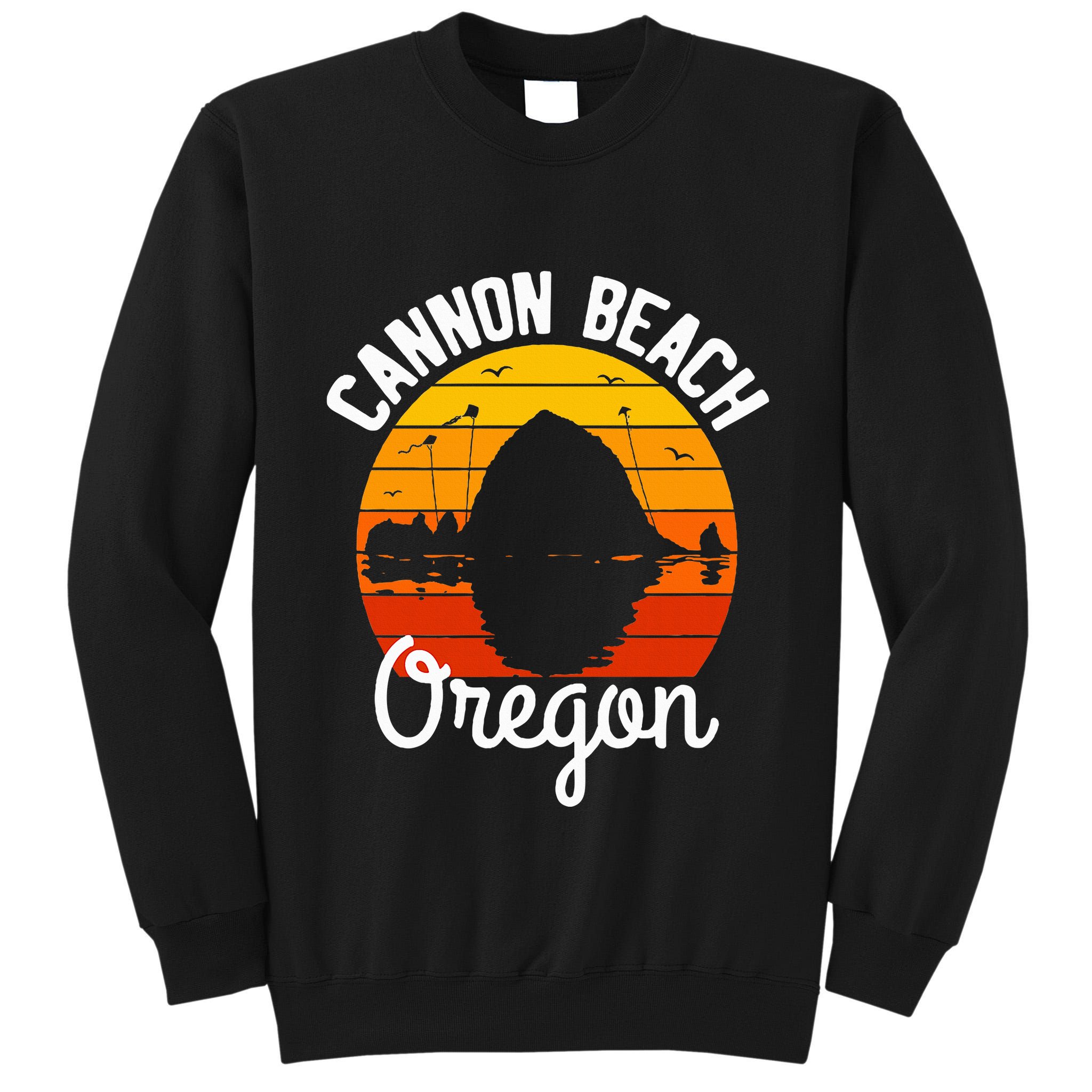 Sunset Haystack Rock Souvenir Cannon Beach Tall Sweatshirt