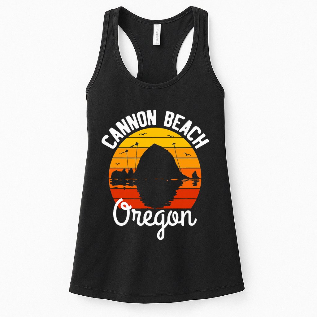 Sunset Haystack Rock Souvenir Cannon Beach Womens Tank Top