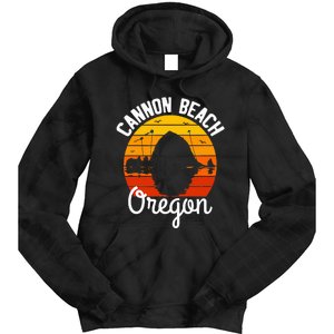 Sunset Haystack Rock Souvenir Cannon Beach Tie Dye Hoodie