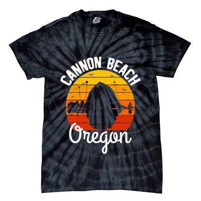 Sunset Haystack Rock Souvenir Cannon Beach Tie-Dye T-Shirt