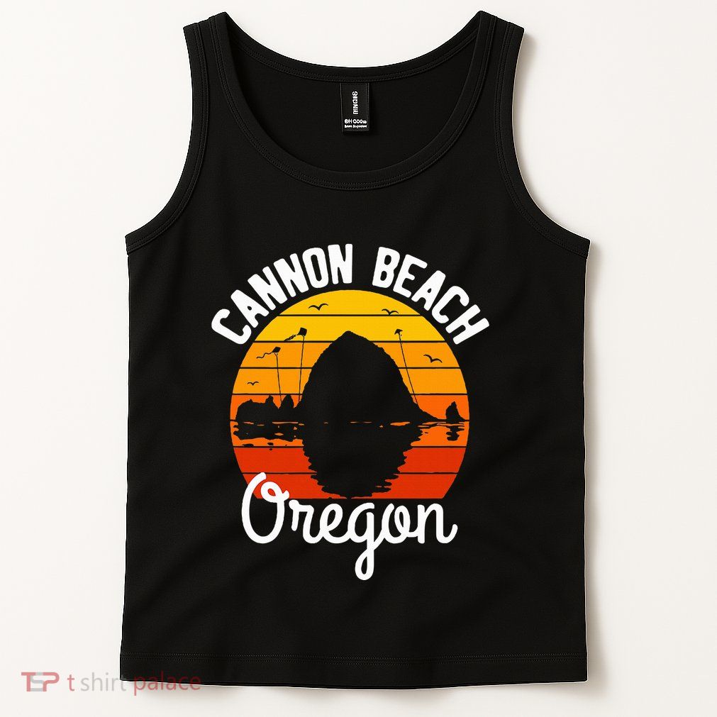 Sunset Haystack Rock Souvenir Cannon Beach Tank Top
