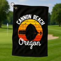 Sunset Haystack Rock Souvenir Cannon Beach Golf Towel