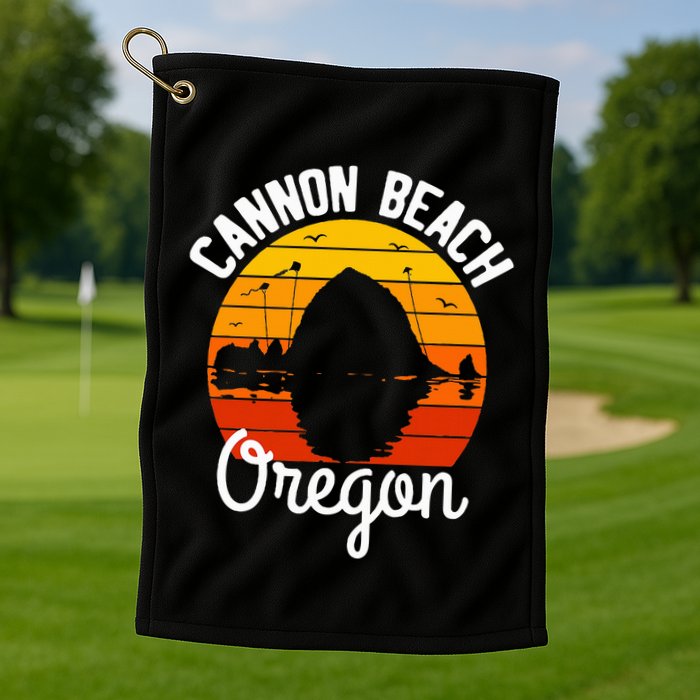 Sunset Haystack Rock Souvenir Cannon Beach Golf Towel