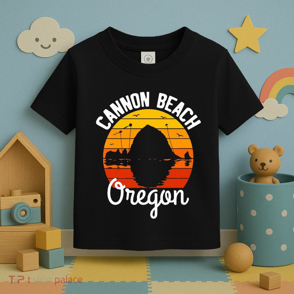 Sunset Haystack Rock Souvenir Cannon Beach Toddler T-Shirt