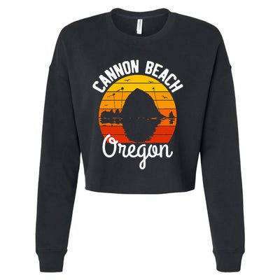 Sunset Haystack Rock Souvenir Cannon Beach Cropped Pullover Crew