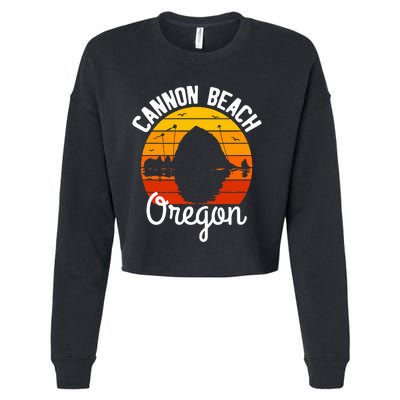 Sunset Haystack Rock Souvenir Cannon Beach Cropped Pullover Crew