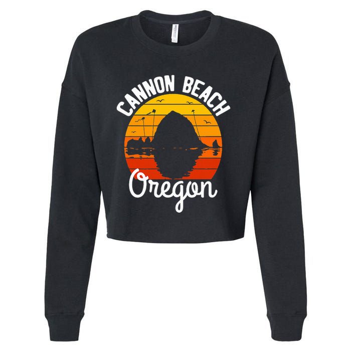 Sunset Haystack Rock Souvenir Cannon Beach Cropped Pullover Crew