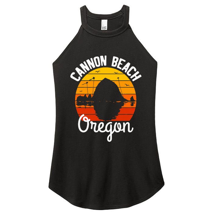 Sunset Haystack Rock Souvenir Cannon Beach Women's Perfect Tri Rocker Tank