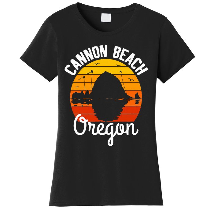 Sunset Haystack Rock Souvenir Cannon Beach Women's T-Shirt