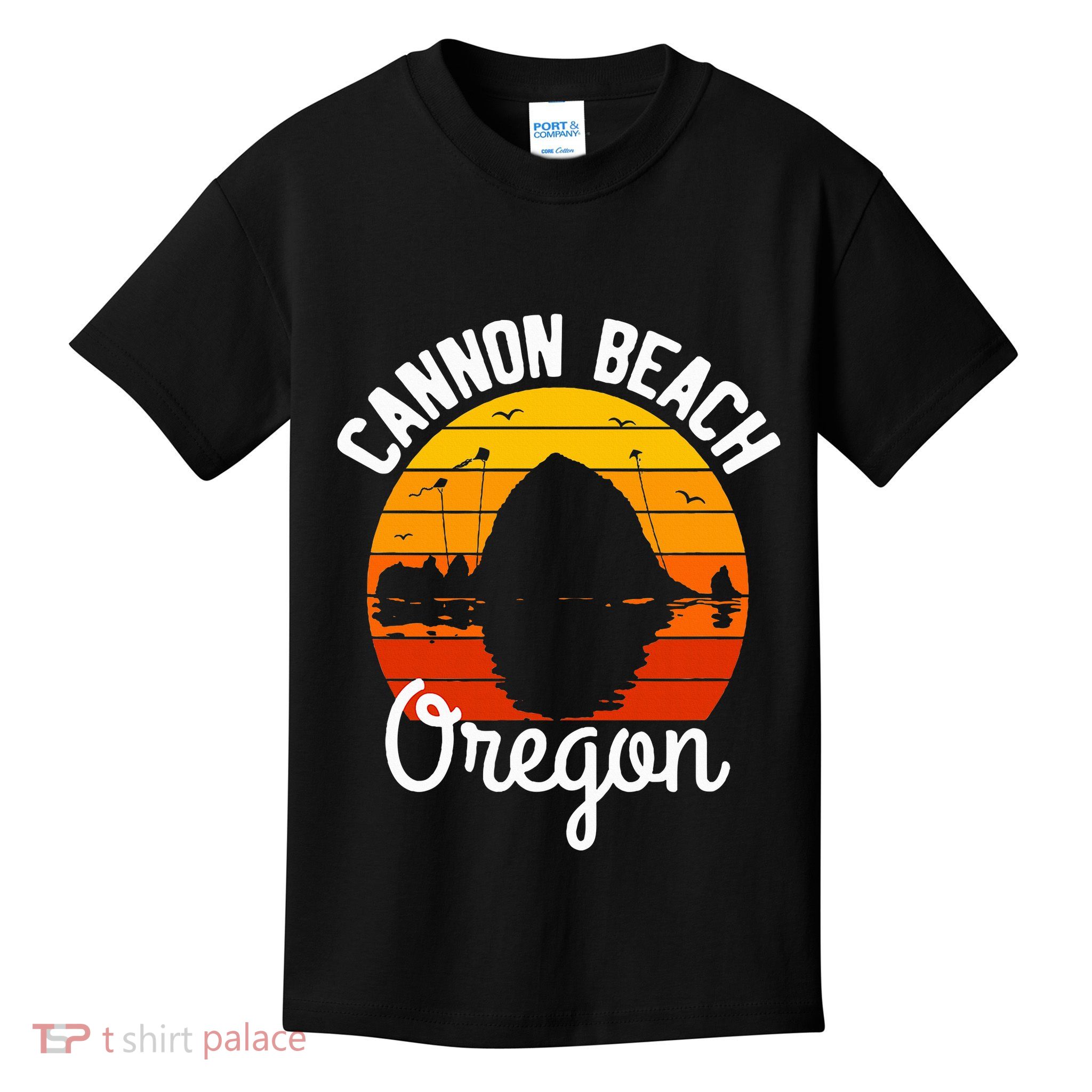 Sunset Haystack Rock Souvenir Cannon Beach Kids T-Shirt
