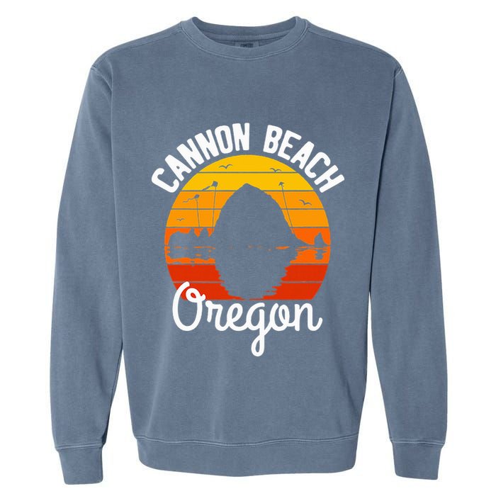 Sunset Haystack Rock Souvenir Cannon Beach Garment-Dyed Sweatshirt