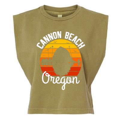 Sunset Haystack Rock Souvenir Cannon Beach Garment-Dyed Women's Muscle Tee