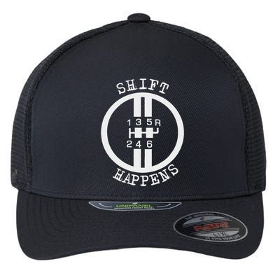 Shift Happens Race Car Fan Manual Transmission 6 Speed Funny Flexfit Unipanel Trucker Cap
