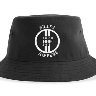 Shift Happens Race Car Fan Manual Transmission 6 Speed Funny Sustainable Bucket Hat