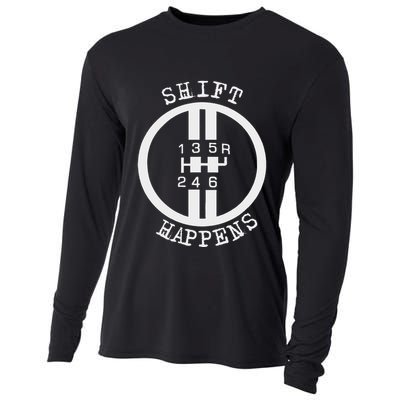 Shift Happens Race Car Fan Manual Transmission 6 Speed Funny Cooling Performance Long Sleeve Crew