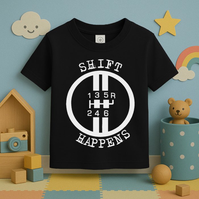 Shift Happens Race Car Fan Manual Transmission 6 Speed Funny Toddler T-Shirt