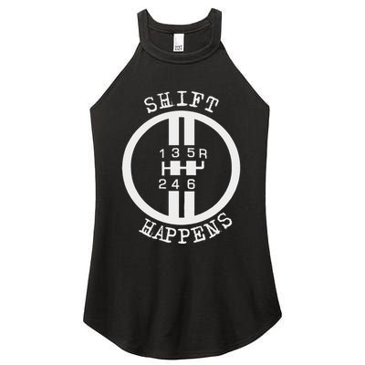 Shift Happens Race Car Fan Manual Transmission 6 Speed Funny Women's Perfect Tri Rocker Tank