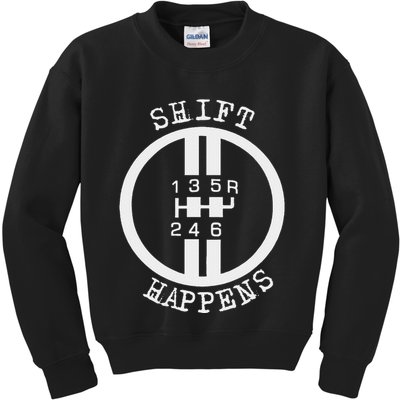 Shift Happens Race Car Fan Manual Transmission 6 Speed Funny Kids Sweatshirt