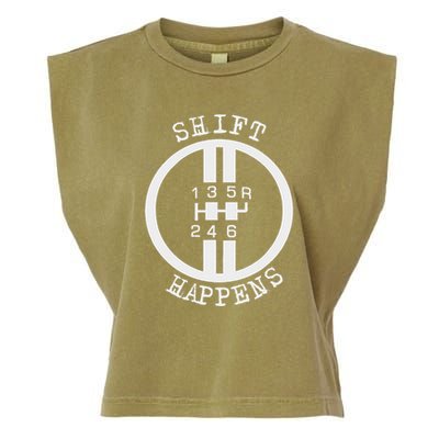 Shift Happens Race Car Fan Manual Transmission 6 Speed Funny Garment-Dyed Women's Muscle Tee