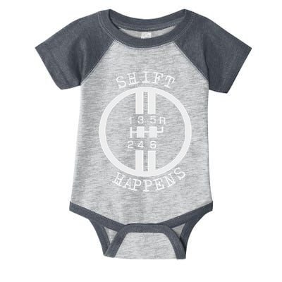 Shift Happens Race Car Fan Manual Transmission 6 Speed Funny Infant Baby Jersey Bodysuit