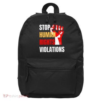 Stop Human Rights Violations Hands-Off Our Democracy 16 in Basic Backpack