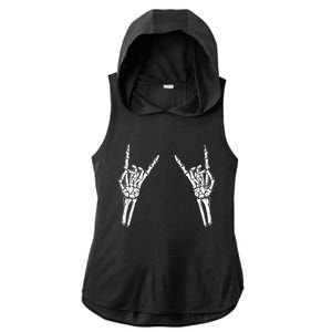 Skeleton Hand Rocker Graphic Rock On Star Trendy Halloween Gift Ladies PosiCharge Tri-Blend Wicking Draft Hoodie Tank