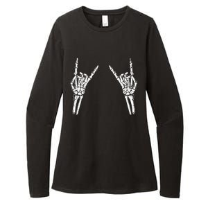 Skeleton Hand Rocker Graphic Rock On Star Trendy Halloween Gift Womens CVC Long Sleeve Shirt