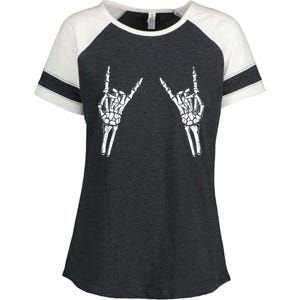 Skeleton Hand Rocker Graphic Rock On Star Trendy Halloween Gift Enza Ladies Jersey Colorblock Tee