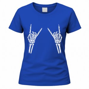 Skeleton Hand Rocker Graphic Rock On Star Trendy Halloween Gift Women's T-Shirt