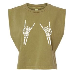 Skeleton Hand Rocker Graphic Rock On Star Trendy Halloween Gift Garment-Dyed Women's Muscle Tee