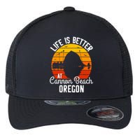 Sunset Haystack Rock Souvenir Life Is Better At Cannon Beach Flexfit Unipanel Trucker Cap